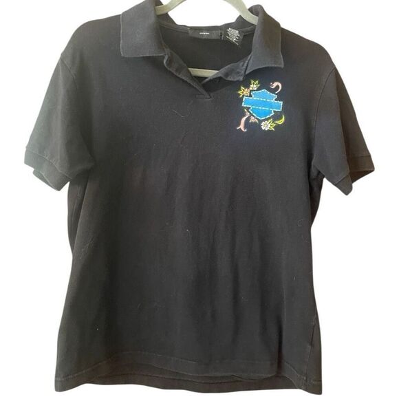 Vintage Harley Davidson Rhinestone Embellished Bling Polo Size Extra Large - Picture 1 of 5
